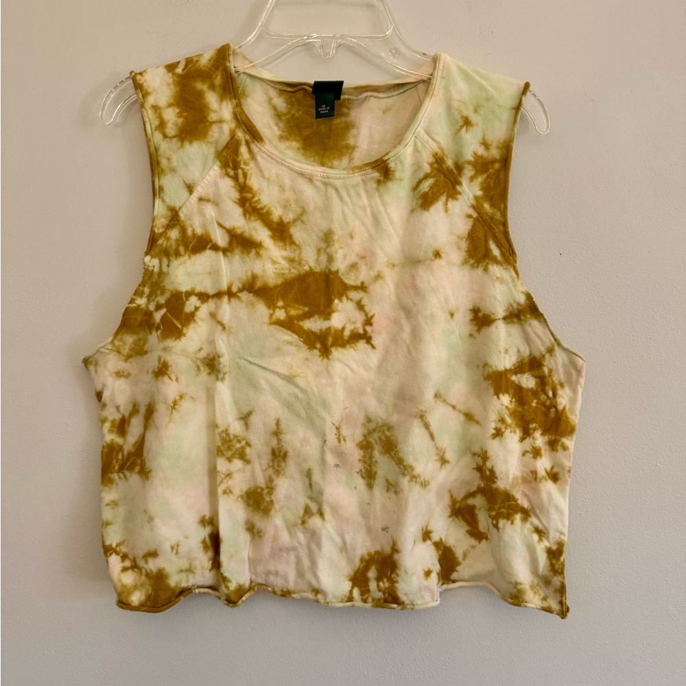 Wild Fable Tie-Dye Crop Top in Cream and Brown M